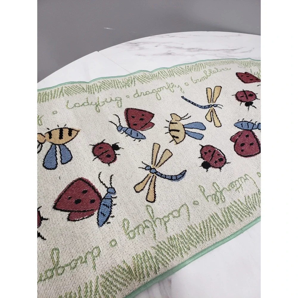 Floral Dragonfly Tapestry Table Runner 13x72 dragonfly insects ladybug bumblebee